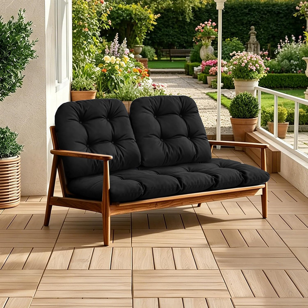Outdoor Wicker Chair Cushions, 44×19×4 in, Waterproof, Black