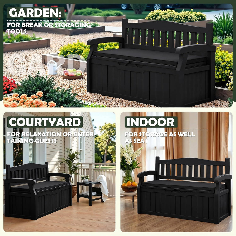 Flamaker 80 Gallon Storage Bench with Cushion, Waterproof, All-Weather