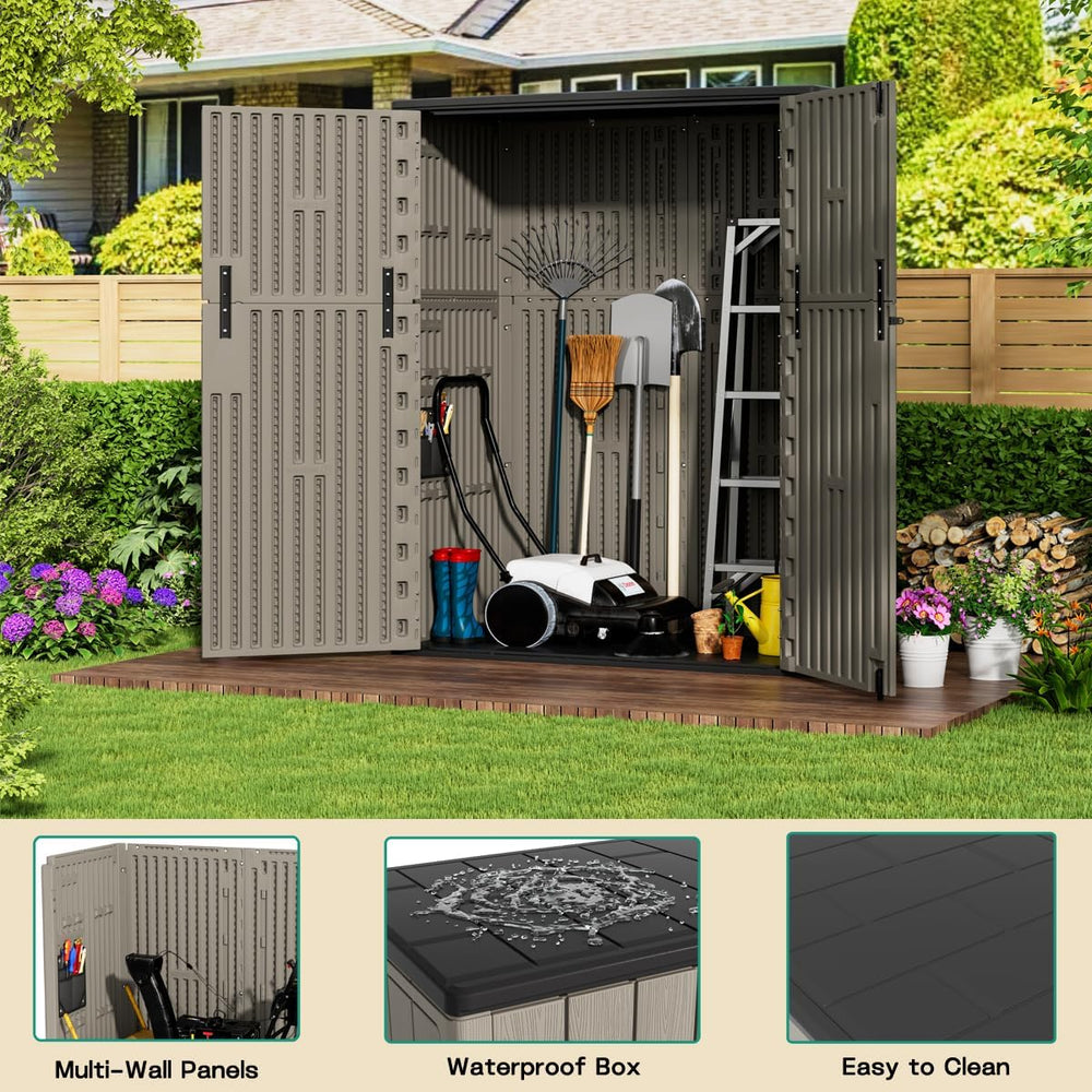 KINYING Outdoor Vertical Storage Shed,57 Cu.ft Outdoor Storage Cabinet Waterp...
