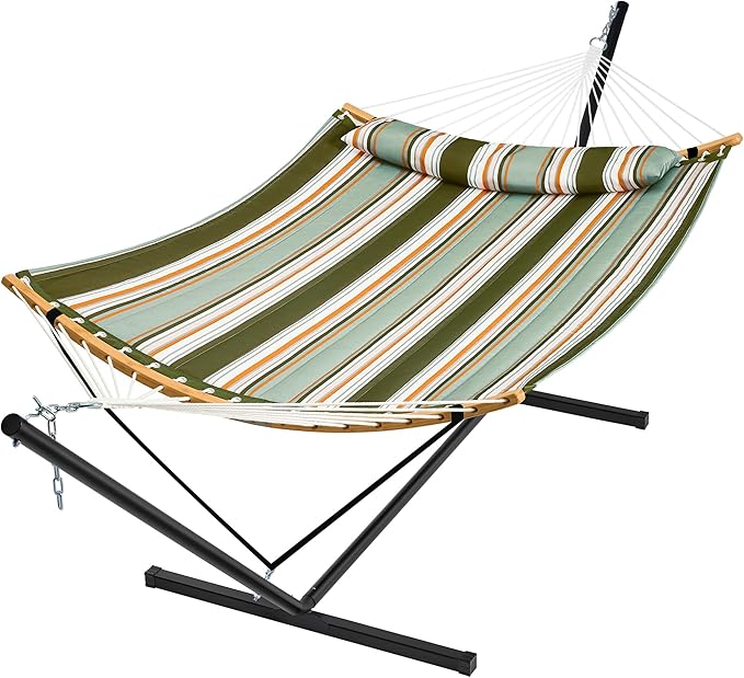 SUPERJARE Hammock with Stand, 2 Person Heavy Duty Hammock with Padded Cotton,...