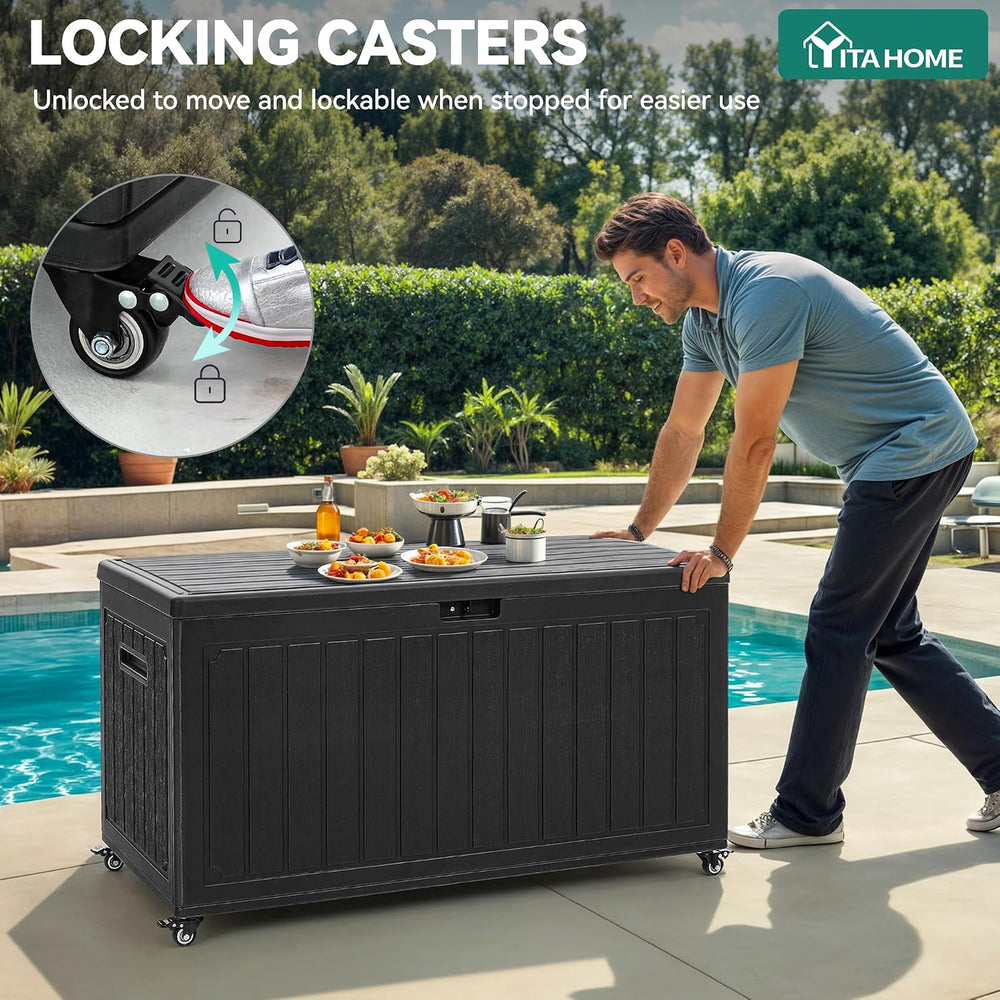 YITAHOME 90 Gallon Outdoor Storage Box with 6 Wheels