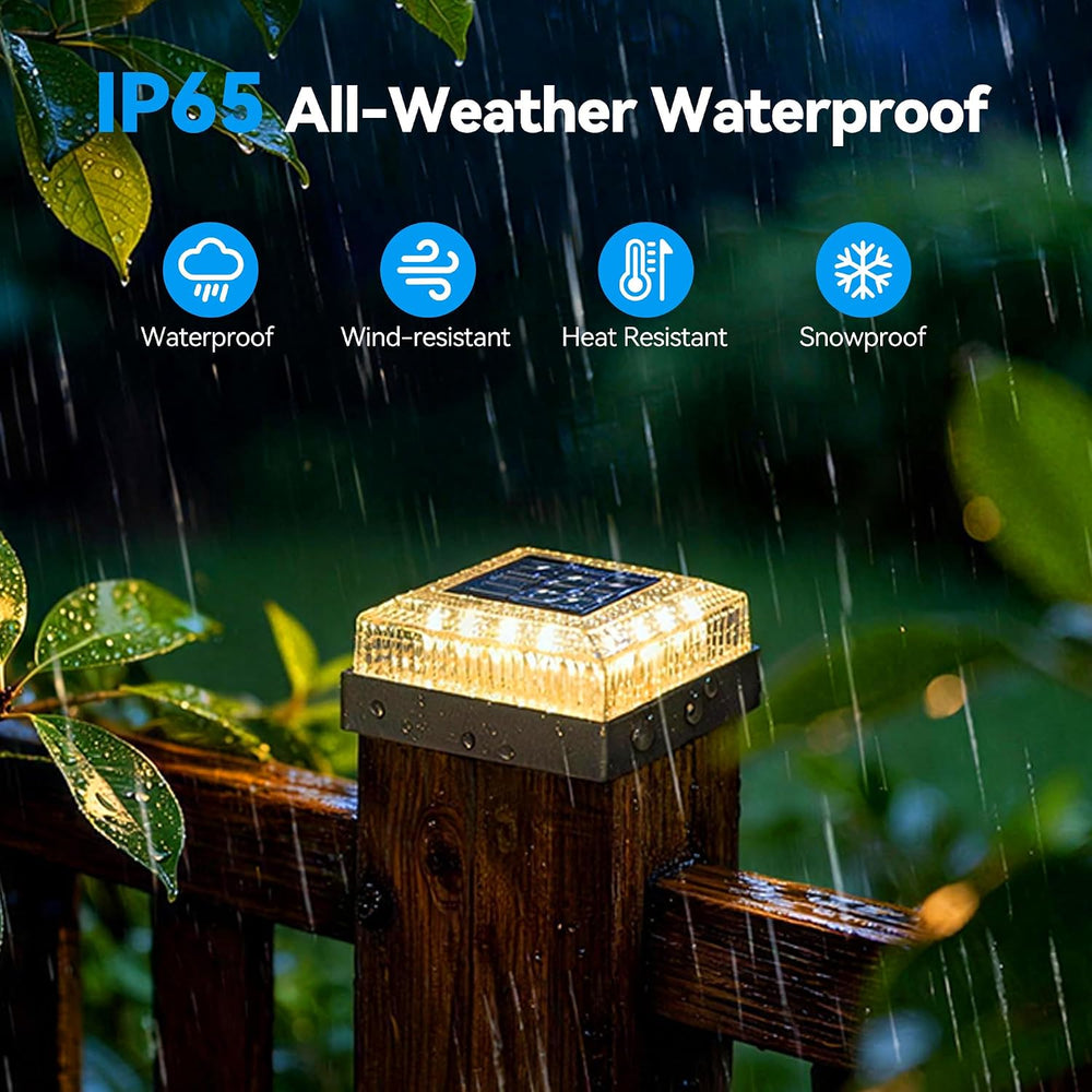 Solar Post Cap Lights for 4x4 Wood/Vinyl Fence Posts, 12-Pack