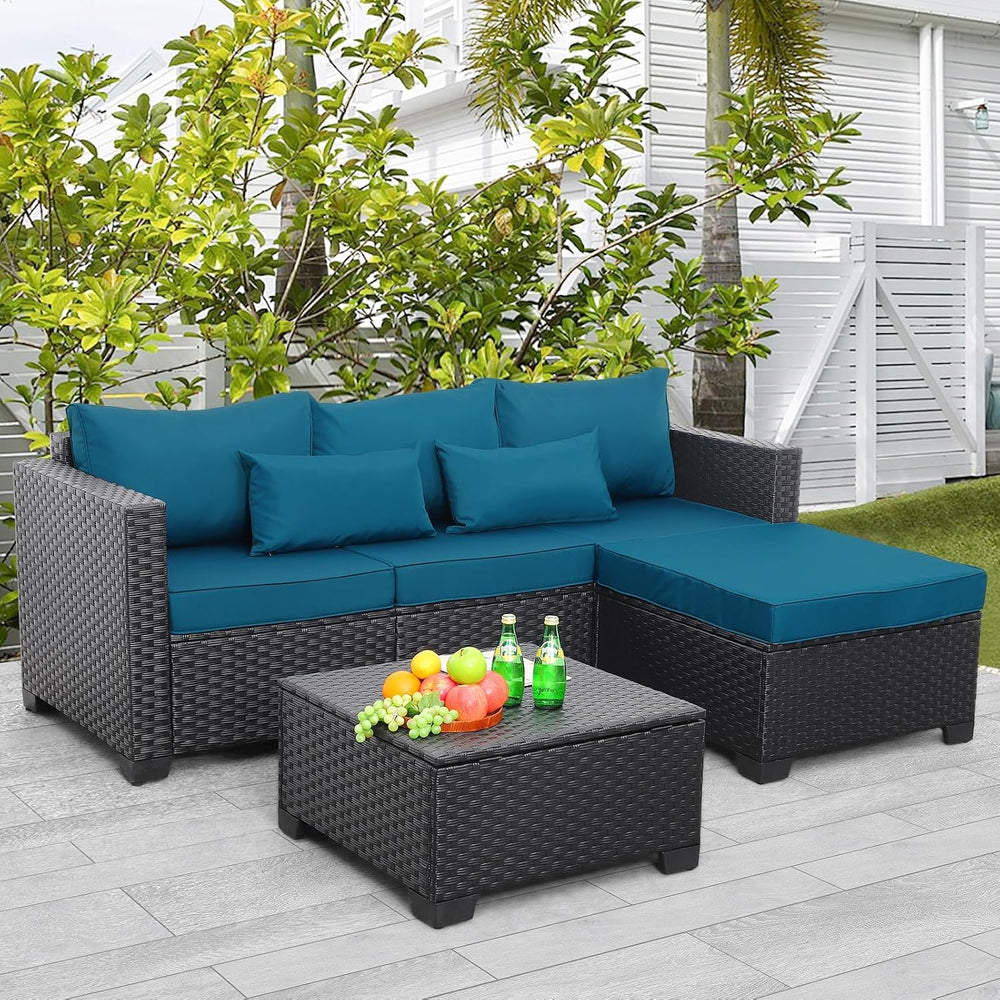 Rattaner Outdoor Furniture Set 3 Pieces Wicker Patio Furniture Outdoor Sectio...