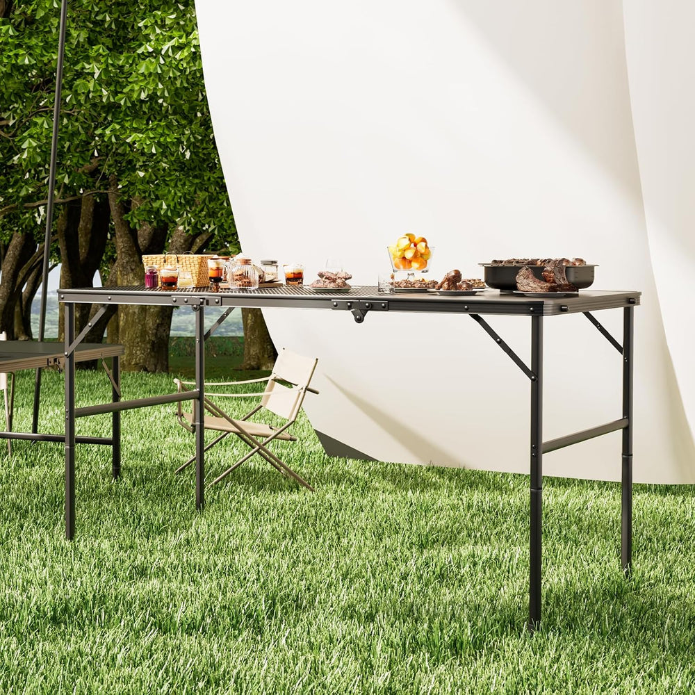 Magshion Portable 4FT Folding Table, Three-fold Grill Picnic Table, Lightweig...