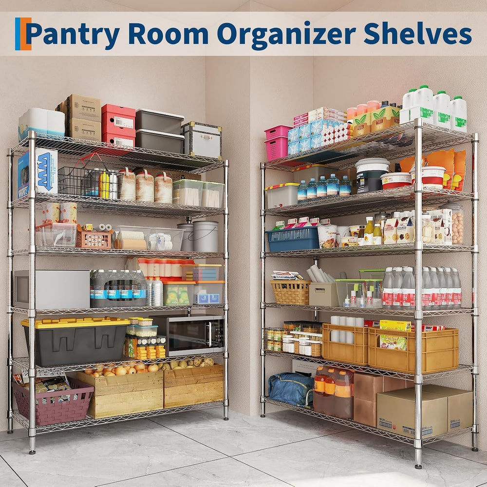 Garvee 6-Tier NSF Metal Wire Shelving with Wheels,47" Wx18 Dx71 H, 2640LBS
