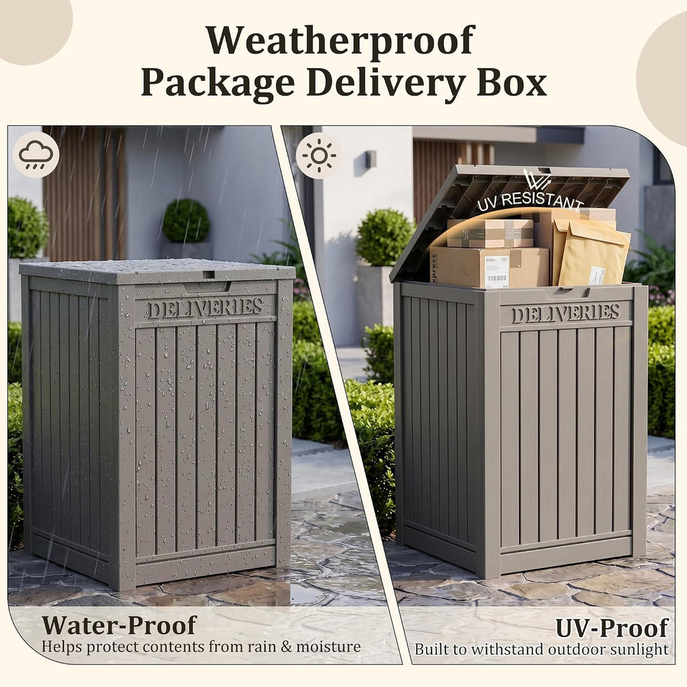 Package Delivery Boxes for Outside, Deck Storage Box Lockable Secure Design