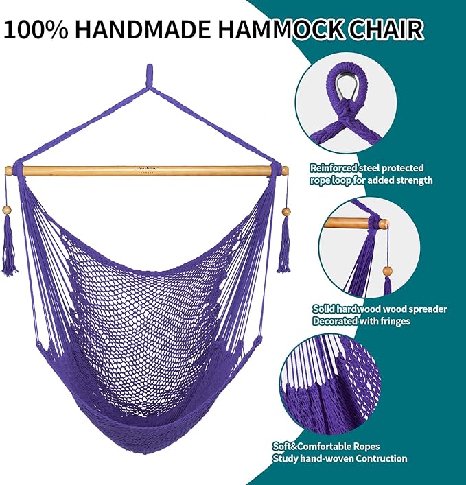 JoyView Hammock Chair with Spreader Bar Caribbean Hammock Swing Chair 300 LBS...