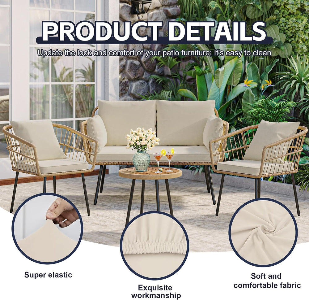 12Pcs Patio Cushion Covers, Outdoor Stretch Cushion Covers, Washable