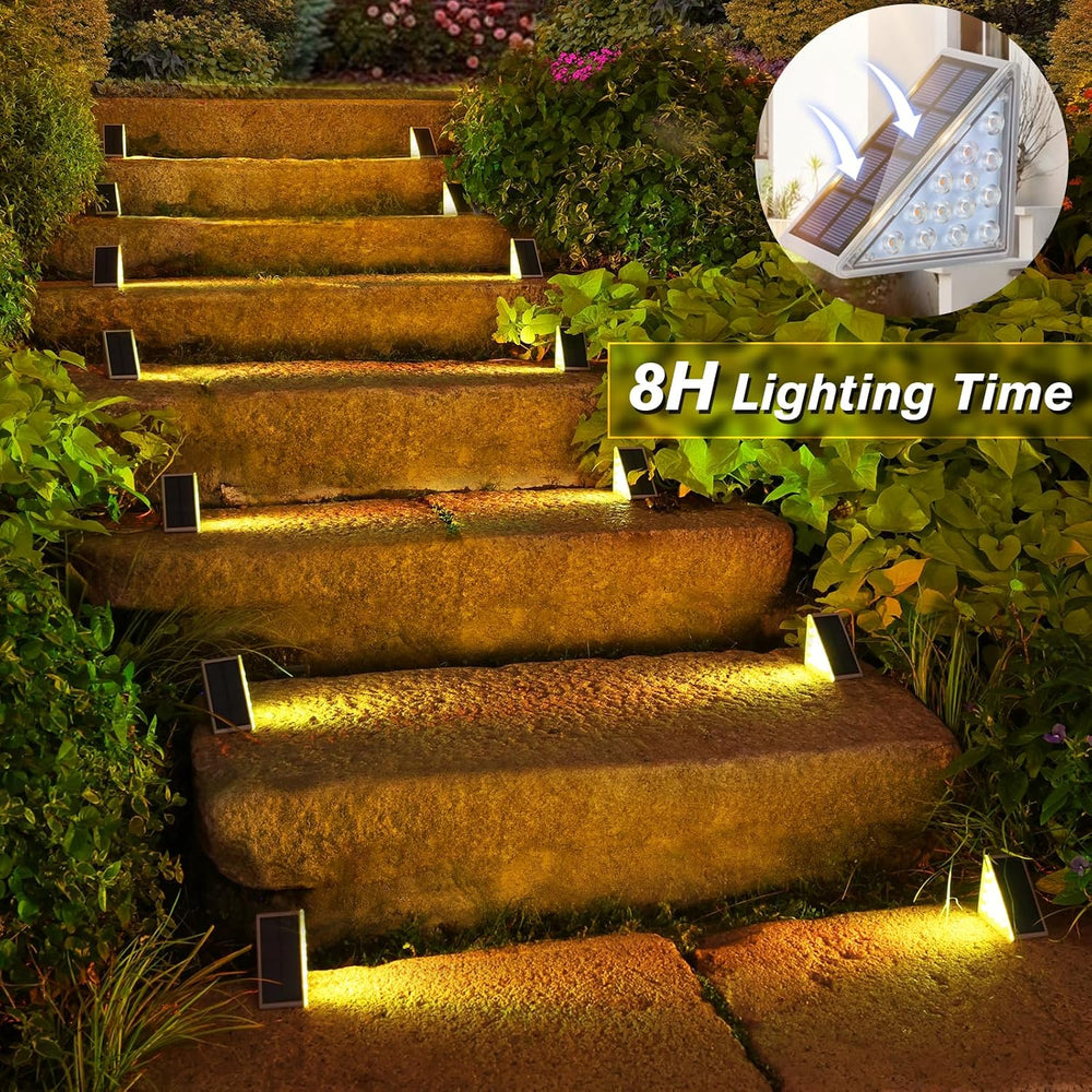 VOLISUN Solar Stair Lights 8 Pack, 7 Fixed Colors Solar Step Lights Outdoor