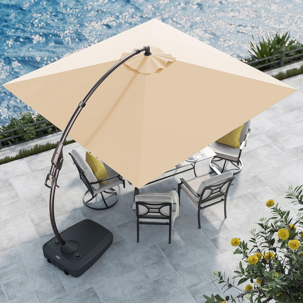 Grand patio 10x10 FT Sunbrella Square Cantilever Umbrella with Base, Flax