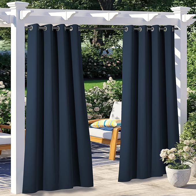 NICETOWN 2 Panels Patio Curtains for Outdoor Waterproof, Home Fashion Machine...