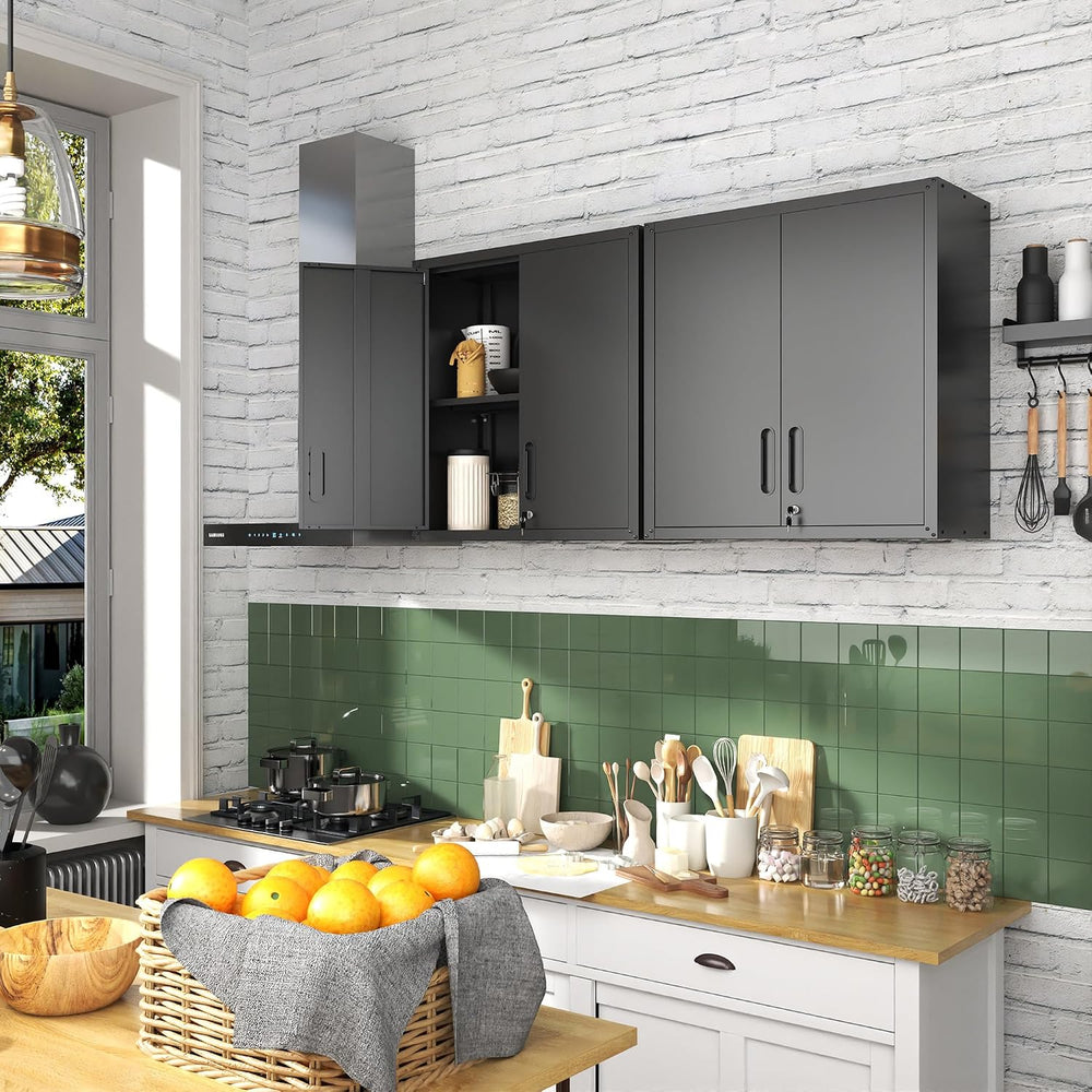 Wall Mounted Metal Storage Cabinet, Garage Hanging Tool Cabinet