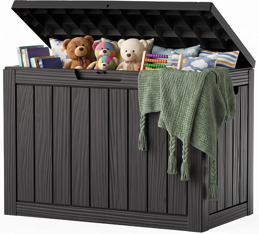 45 Gallon Outdoor Storage Box, Resin Deck Box, Patio Storage Bin, Lockable