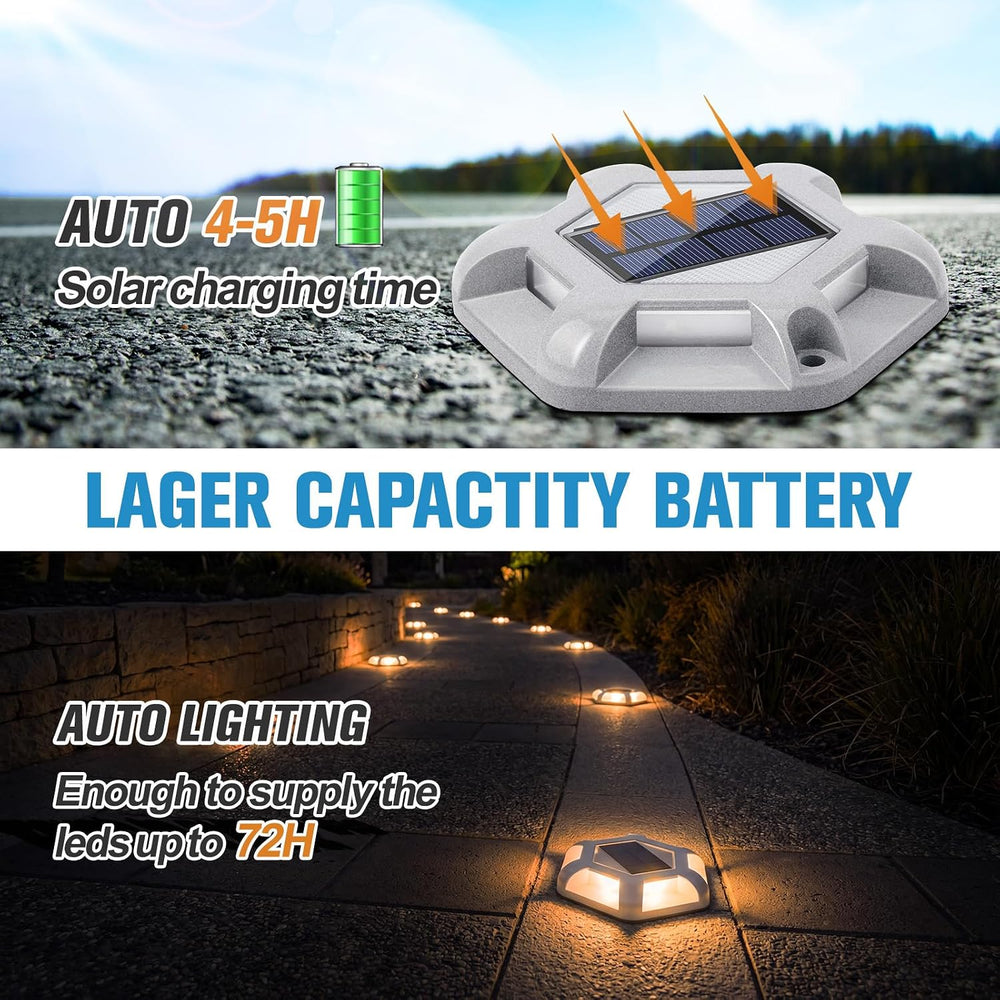 VOLISUN Solar Dock Driveway Deck Outdoor Pathway LED Lights, 12-Pack
