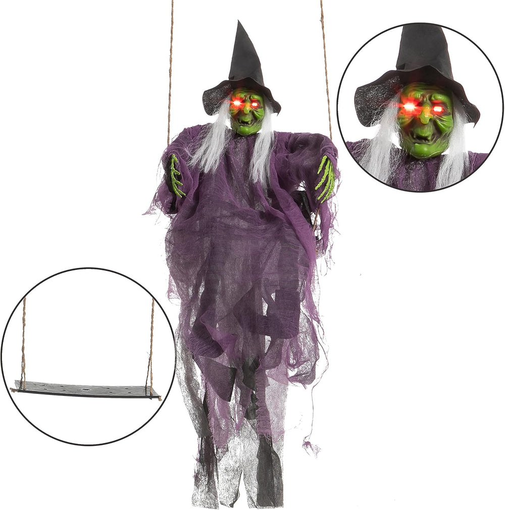 JOYIN 2 Pcs Halloween Hanging Swinging Ghosts Decorations Outdoor, Witch and ...