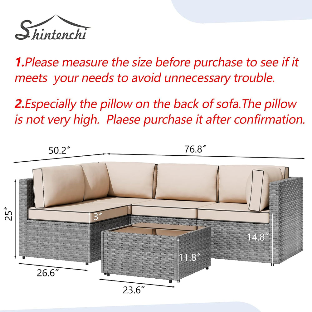 Patio Furniture Sets, 5 Piece Outdoor Sectional Sofas, Wicker Rattan Outdoor ...