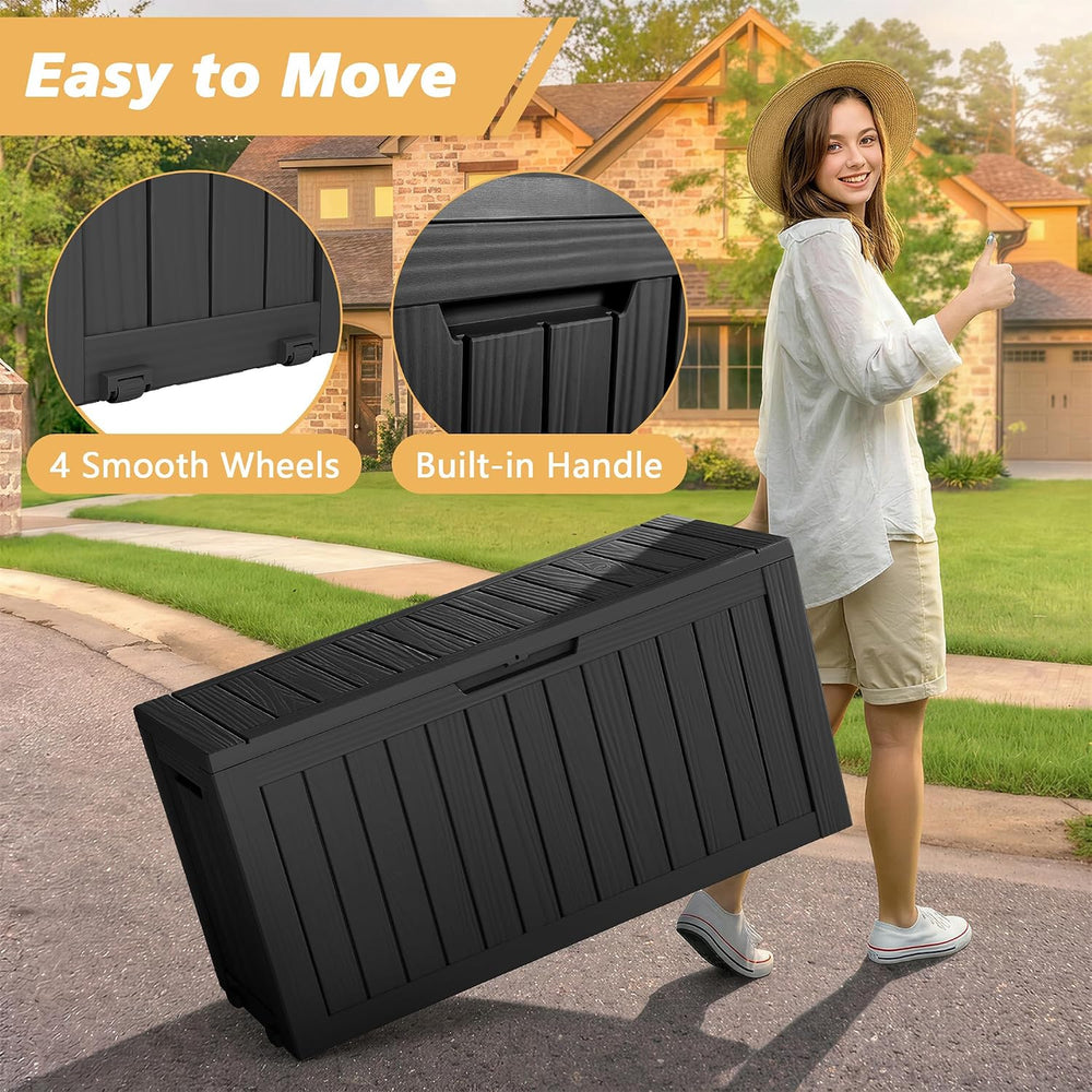 Fancyango 85 Gallon Large Outdoor Storage Deck Box Waterproof, Carbon Black