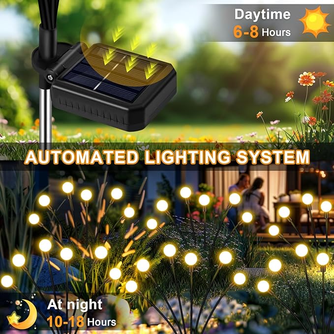 Solar Garden Lights Outdoor, 10 Pack 60LED Waterproof Solar Powered Lights fo...