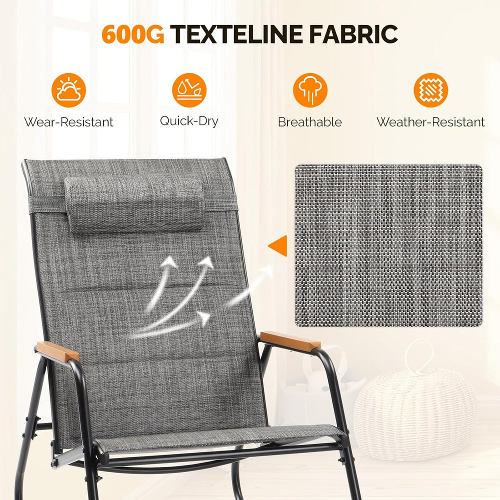 VINGLI Outdoor Rocking Chair, Textilene Mesh Patio Rocker, Outdoor Rocker wit...