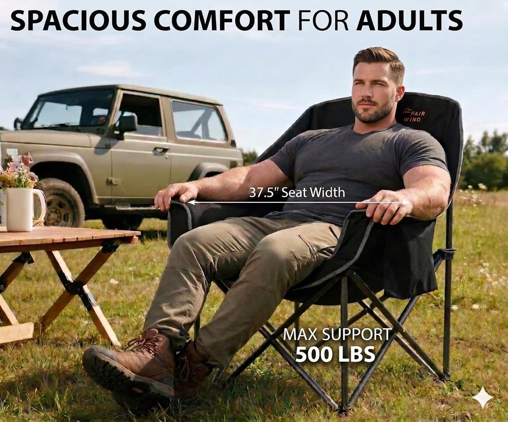 FAIR WIND 2 Pack XL Oversized Padded Camping Chair Heavy Duty for Adults