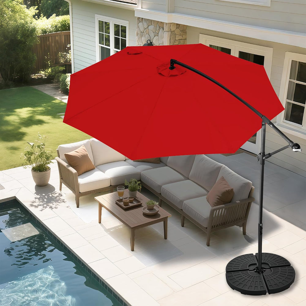 FLAME&SHADE Cantilever Patio Umbrella Outdoor, 10 FT, Red