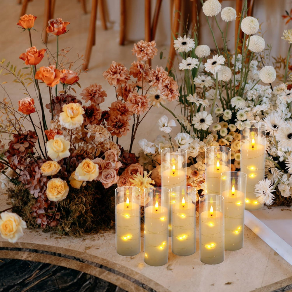 YOROXRG Flickering Flameless Candles Battery Operated with Remote,Led Pillar ...