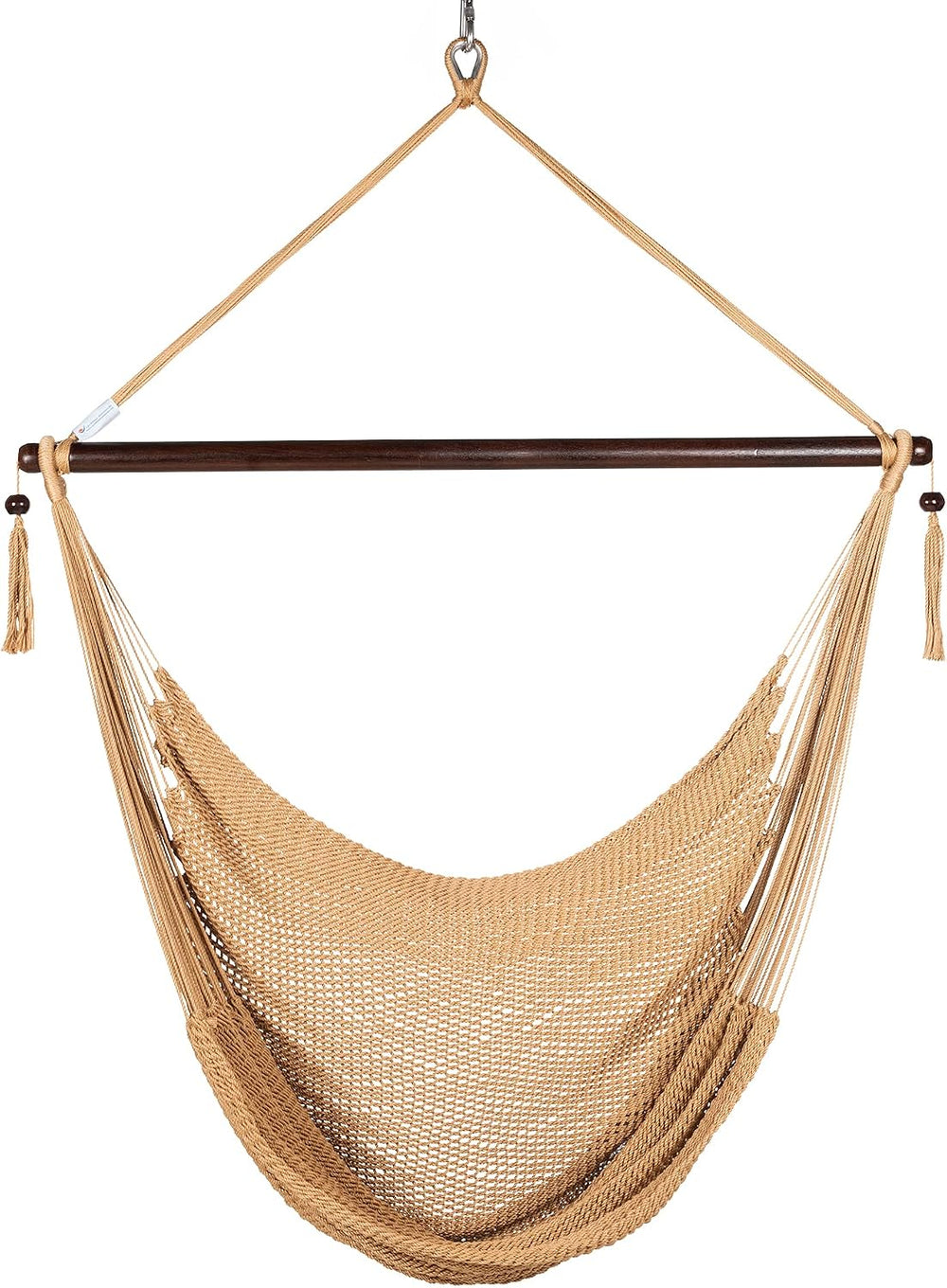 Large Caribbean Hammock Chair - 48 Inch - Polyester - Hanging Chair - tan