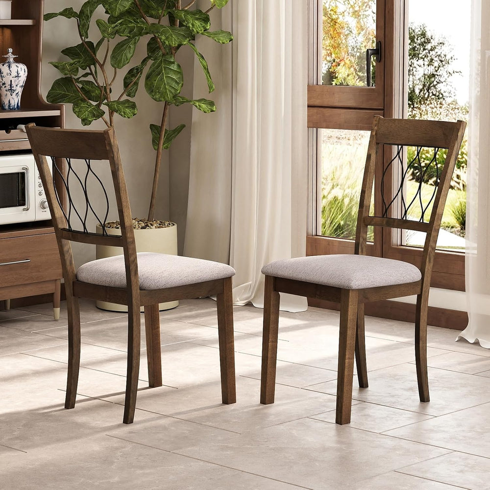 GIANTEX Dining Chairs Set of 4, Fabric Upholstered Armless Kitchen Chairs w/H...