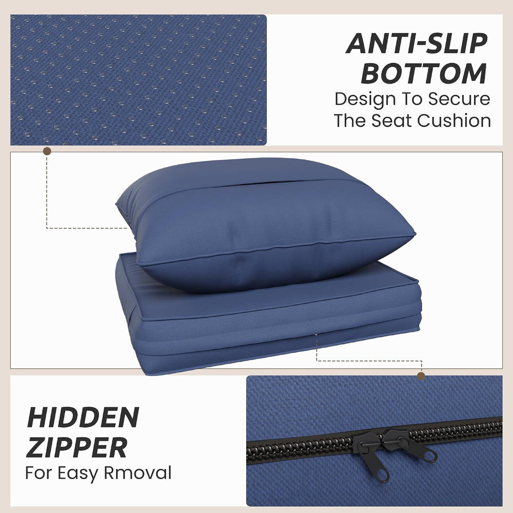 Amopatio Outdoor Chair Cushions, Navy, 23"×20"×4", Set of 4