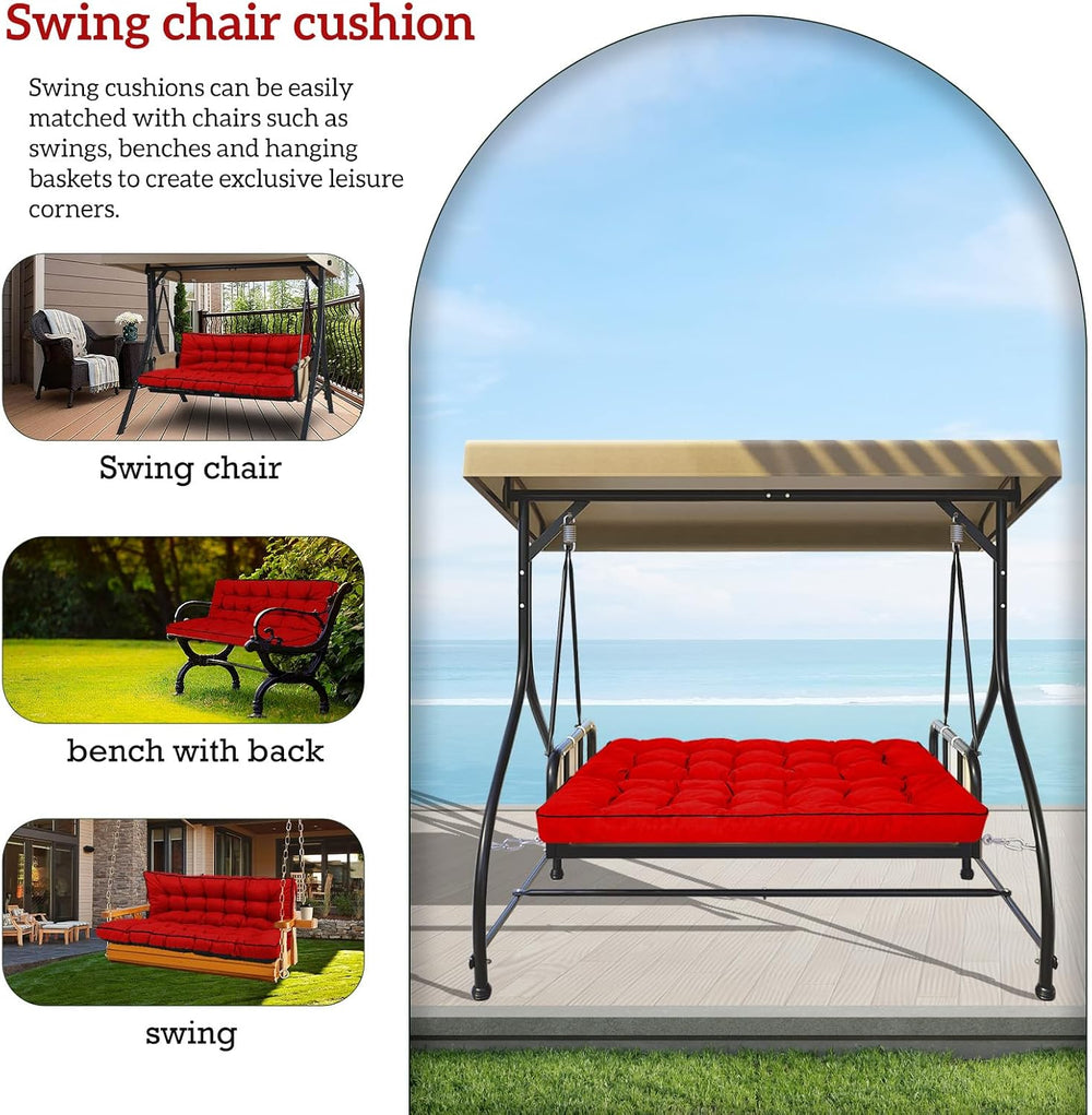 Outside Benches Cushion with Backrest, Thicken Waterproof Swing Cushions 2/3 ...