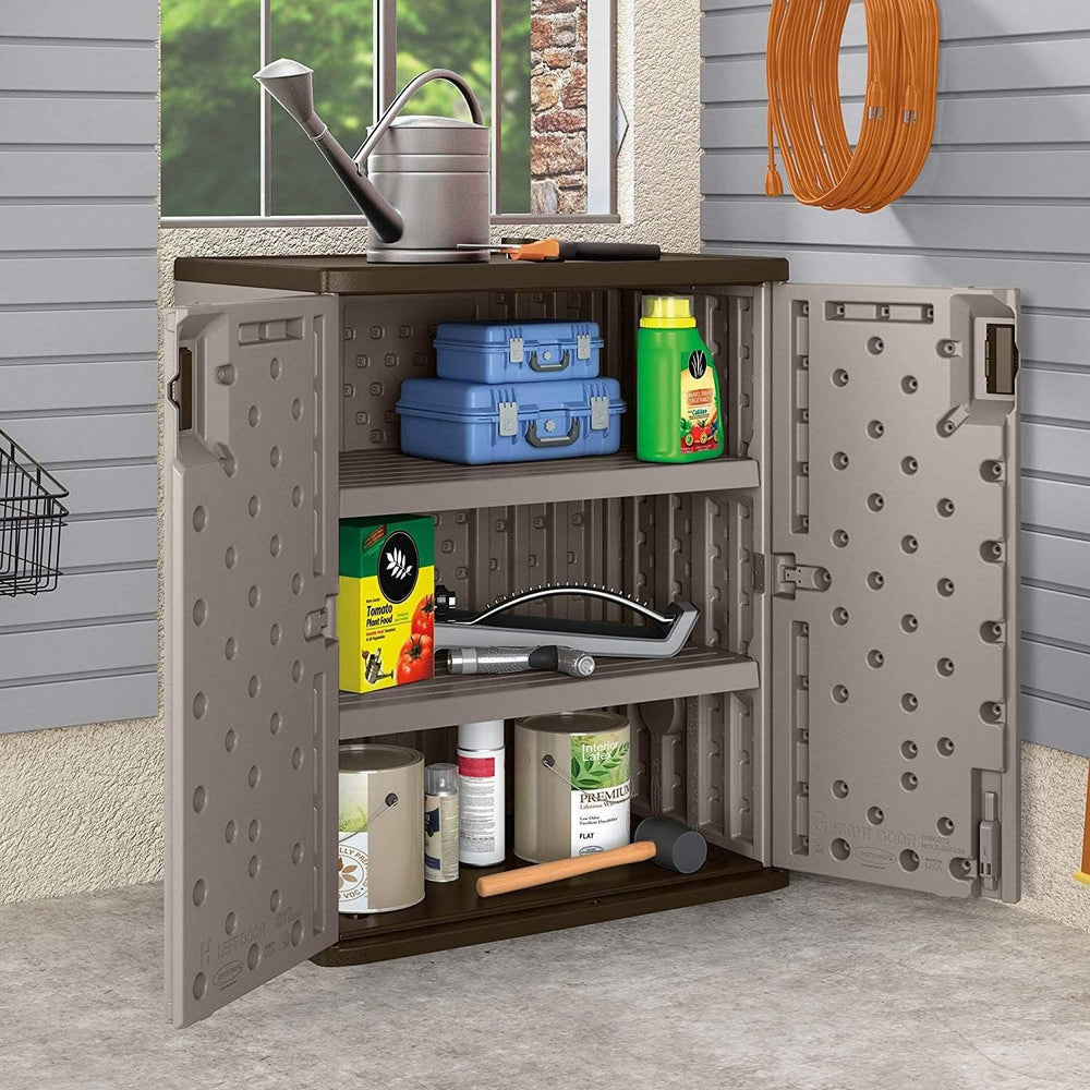 Suncast 2 Pack 9 Cu. Ft. Base Storage Cabinet, Resin Garage Organizer, Platin...