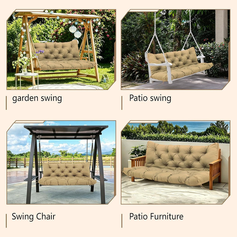 Durable Extra 5" Thick Outdoor Swing Cushions Waterproof 60 inch 3 Seate...