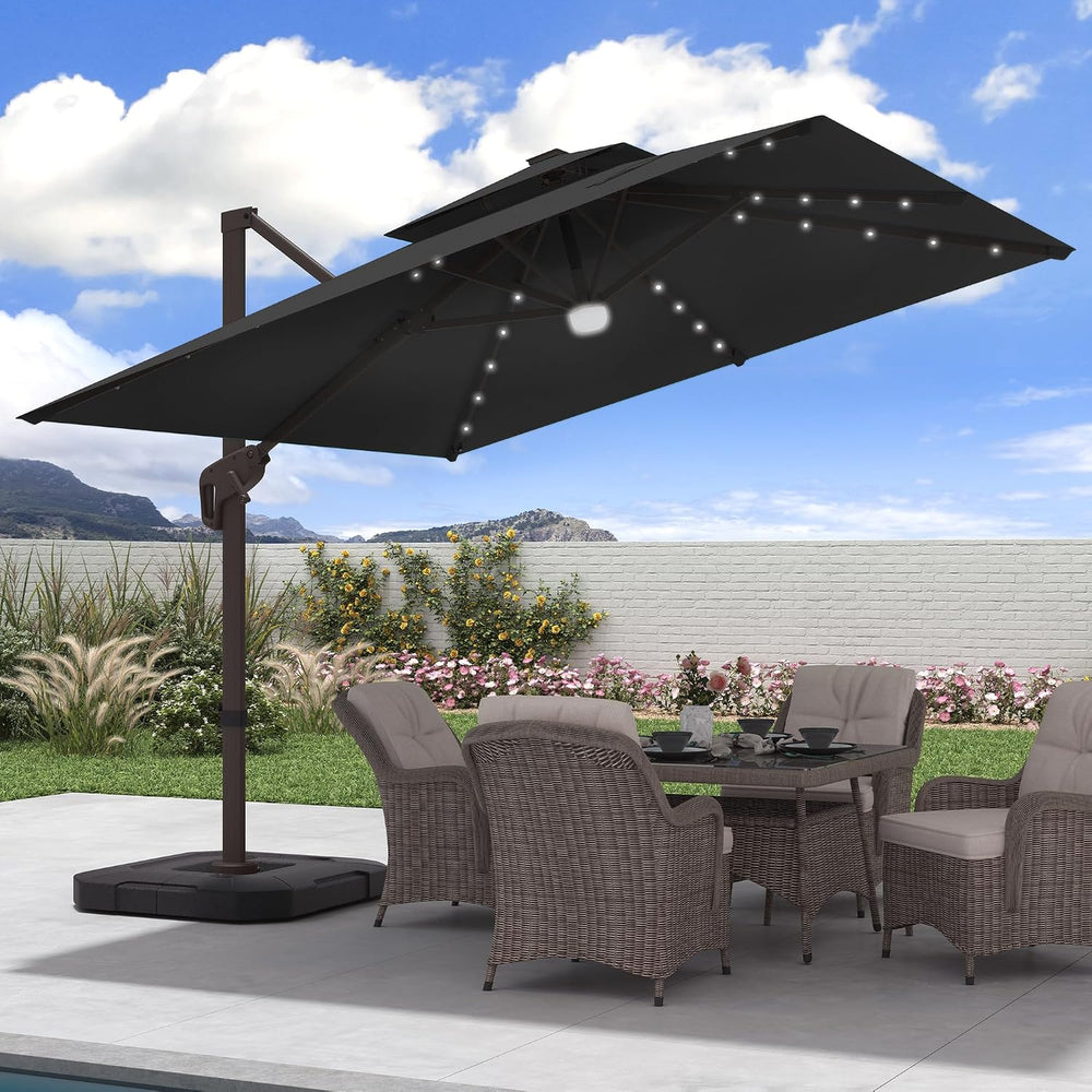 9x9 FT Cantilever Offset Patio Umbrella with Lights