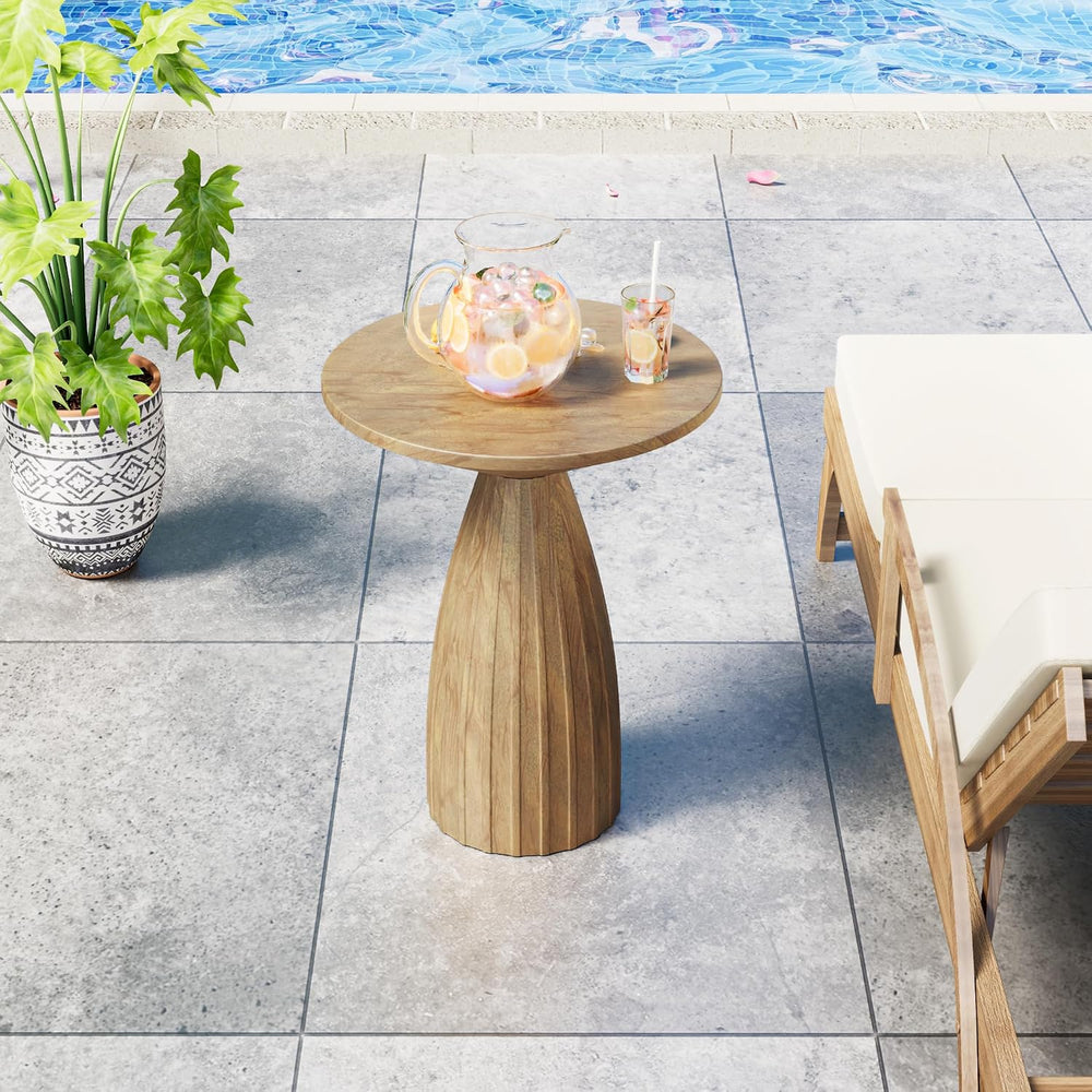 Round Small Patio Side Table Set of 2, Patio Furniture Accent End Table, Meta...