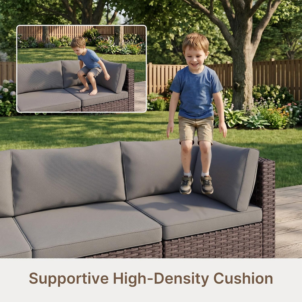 Ahomly 7-Piece Patio Furniture Set, Outdoor Sectional Couch, Grey