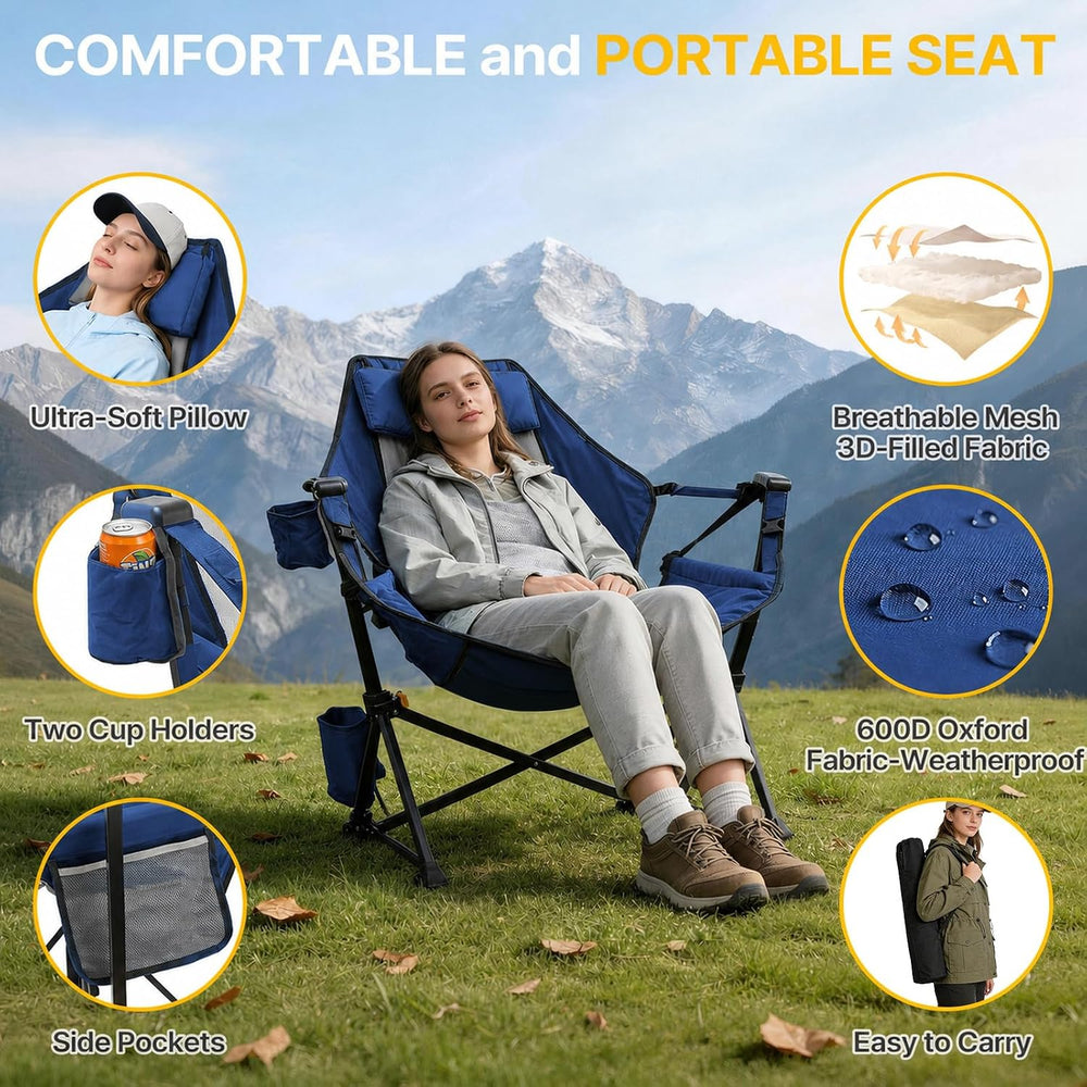Hammock Camping Chair with Footrest,Folding Swinging Chairs 500lbs
