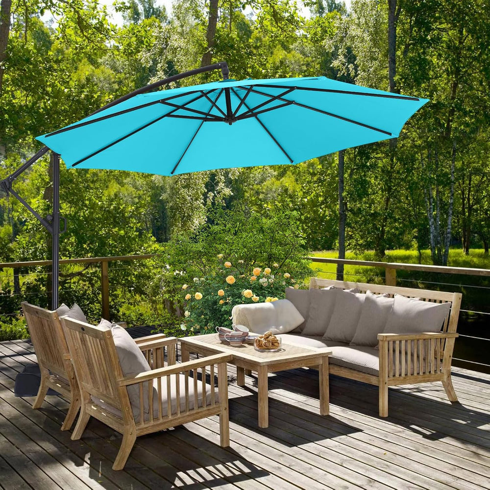 ABCCANOPY 10FT Cantilever Umbrella with Base and Weights Bag, Turquoise