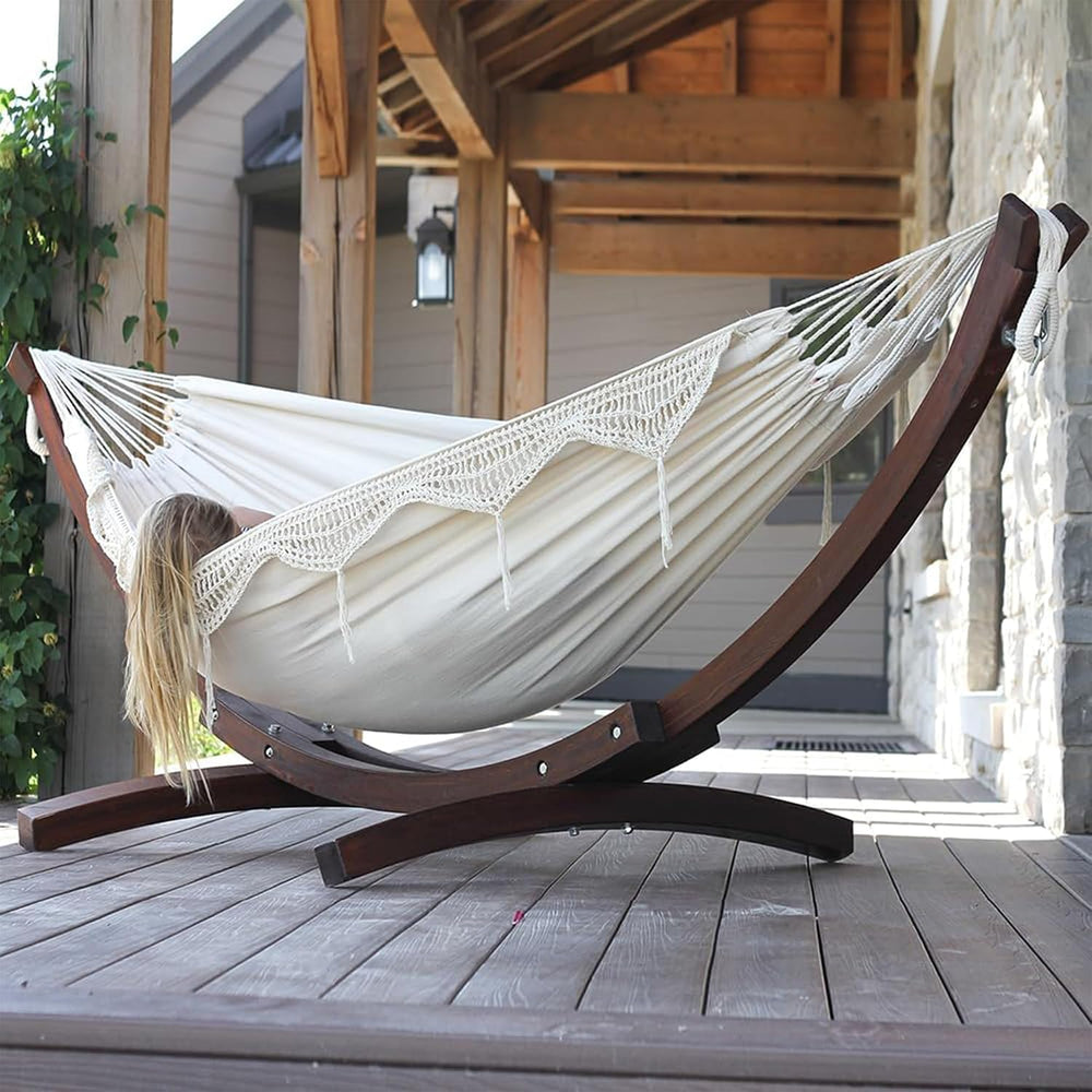 Vivere Solid Pine Wood Hammock Combo, Natural