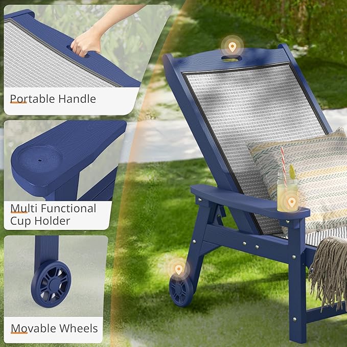 LUE BONA Chaise Lounge Chair Outdoor,HDPS and HDPE Wicker Material, Patio Lou...