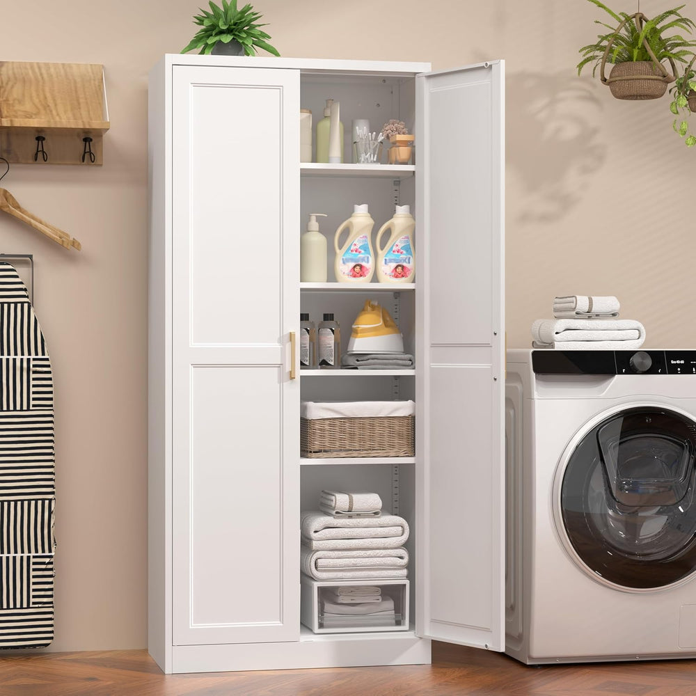 71" Tall Metal Kitchen Pantry Cabinet, Storage Cabinet with Doors