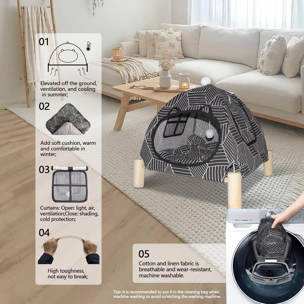 Elevated Pet Hammock Bed Tent House - Indoor/Outdoor, Quick Setup
