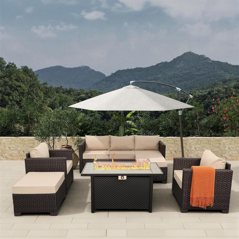 Rattan Star Patio Furniture Set 6-Piece Outdoor Furniture Set with 45'...