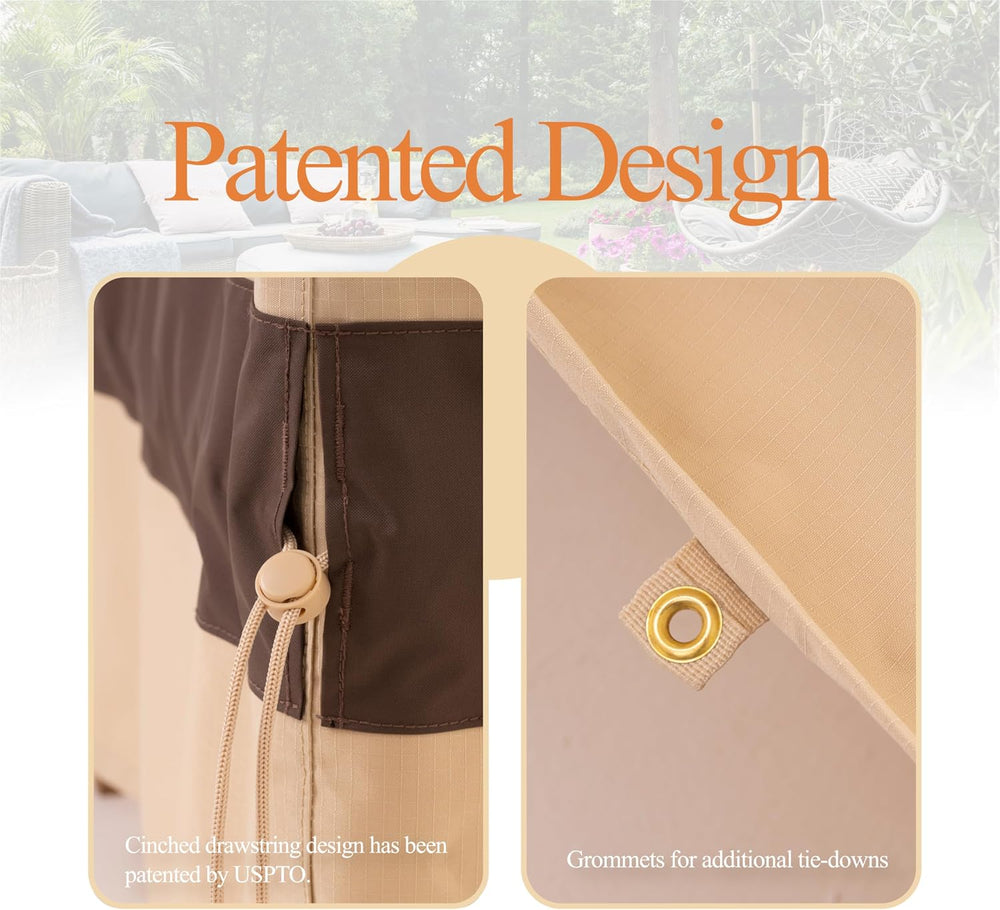 WJ-X3 Patio Furniture Cover, Large, Beige & Coffee, 108W x 84D x 31H