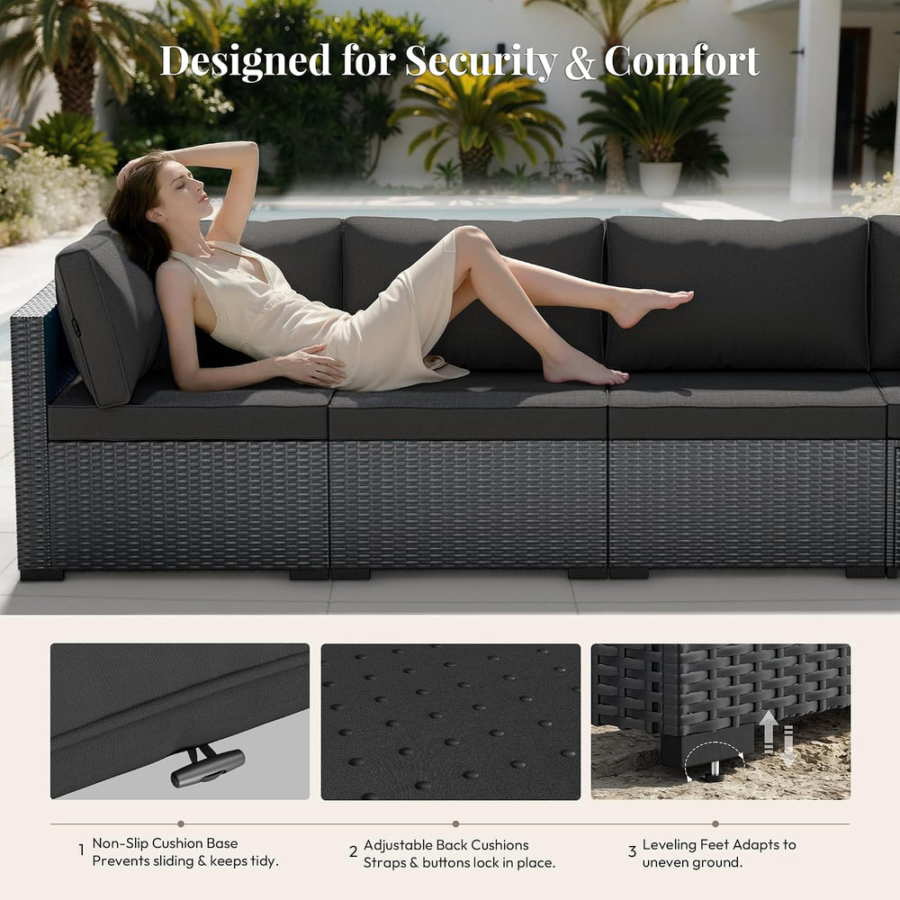 WWR Patio Furniture Set 7 Piece - All-Weather - Wicker Rattan Patio Outdoor C...