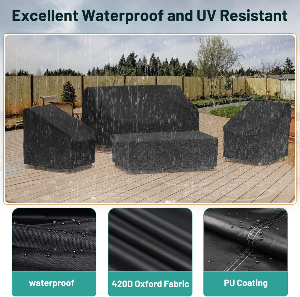 Mrrihand Patio Furniture Covers, 4 Piece Outdoor Furniture Cover Waterproof i...