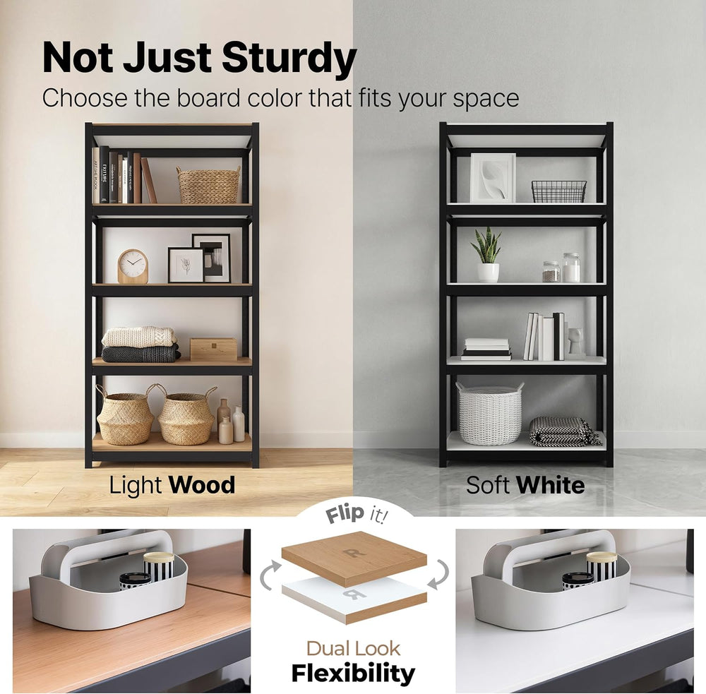 HOMEDANT House Black 24.4" W 5 Tier Rolling Storage Shelves Metal Cart
