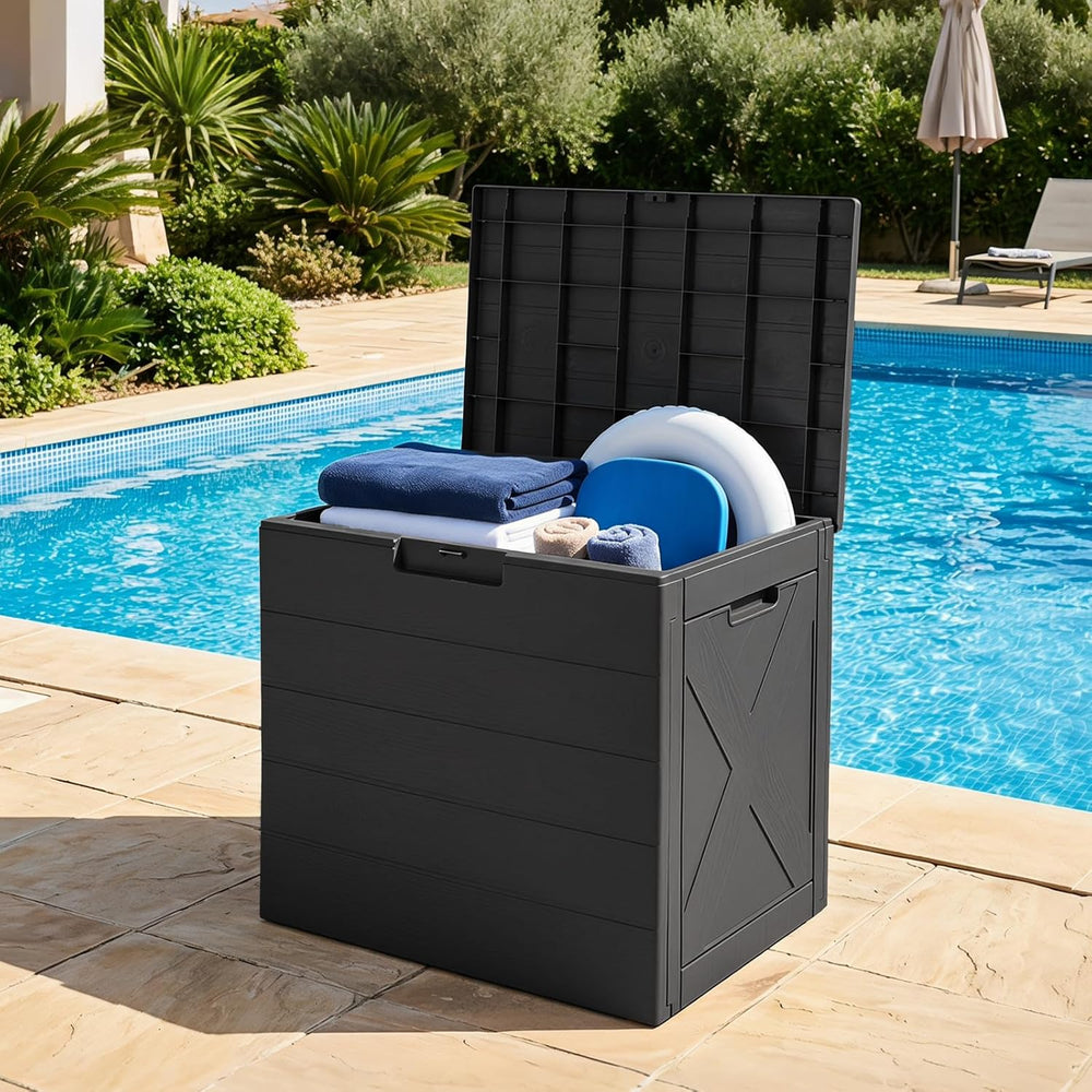 Tangkula 25 Gallon Outdoor Storage Box with Lockable Lid