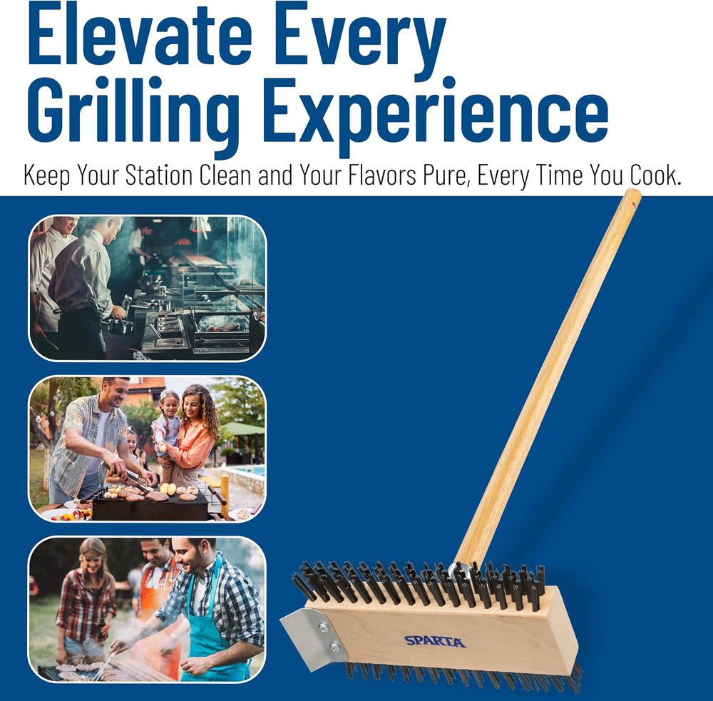 SPARTA 4002600 Stainless Steel Grill Brush, Grill Scraper With Long Handle Fo...
