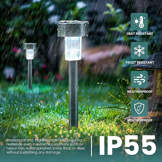 GIGALUMI 24 Pack Solar Path Lights Outdoor,Solar Lights Outdoor Waterproof,St...