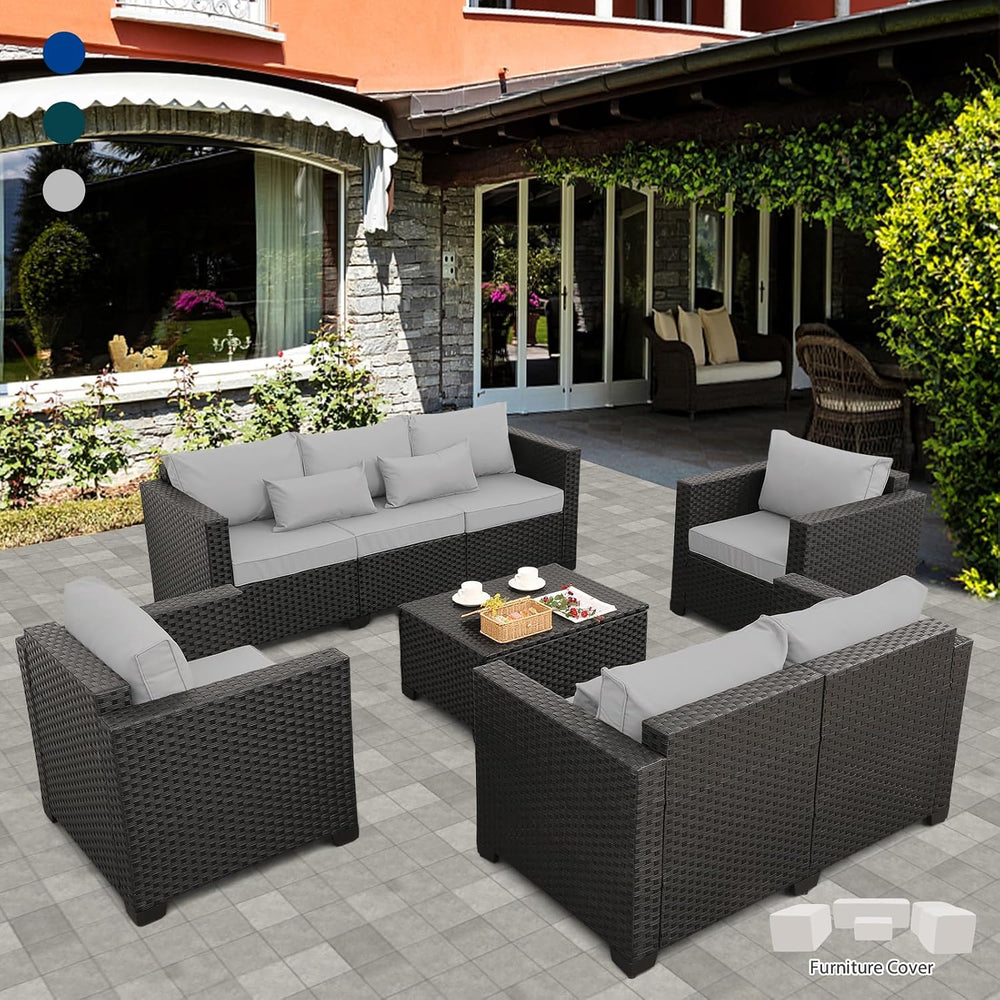 Rattaner 5-Piece Patio Furniture Sofa Set Outdoor Wicker Sectional Couch with...